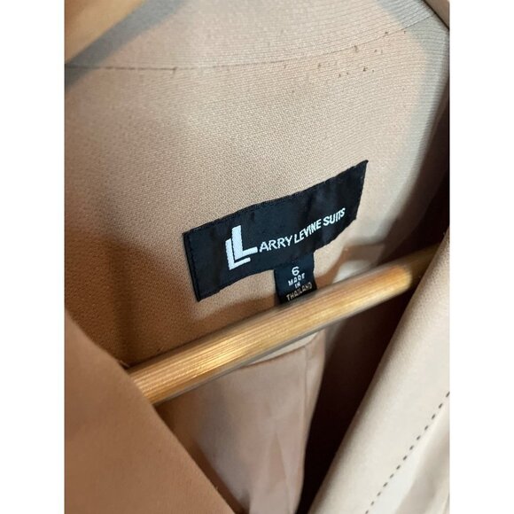 Vintage 90s Larry Levine Tan Three Button Suit Jacket Blazer Sz 6 - Picture 5 of 10